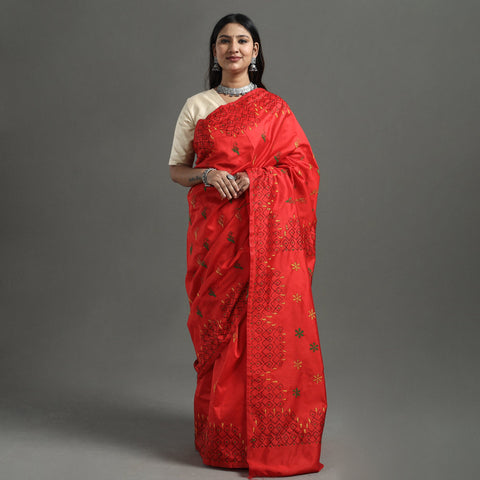 Bengal Nakshi Kantha Embroidery Silk Saree