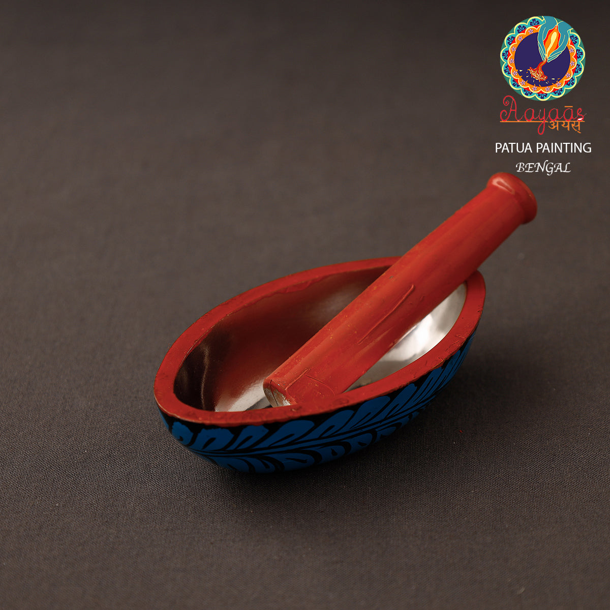 Bengal Patua Handpainted Mortar and Pestle Set