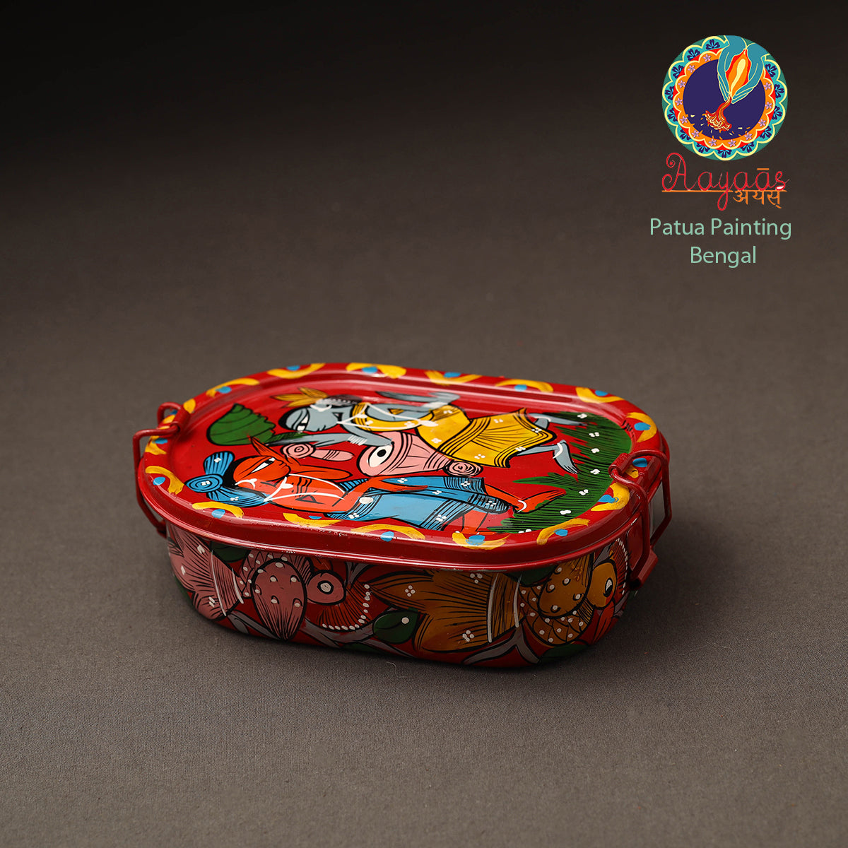 Bengal Patua Handpainted Stainless Steel Lunch Box (6 x 4 in)