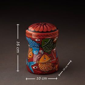 Red Bengal Patua Handpainted Stainless Steel Multi Utility Canister