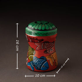 Multicolor Bengal Patua Handpainted Stainless Steel Multi Utility Canister