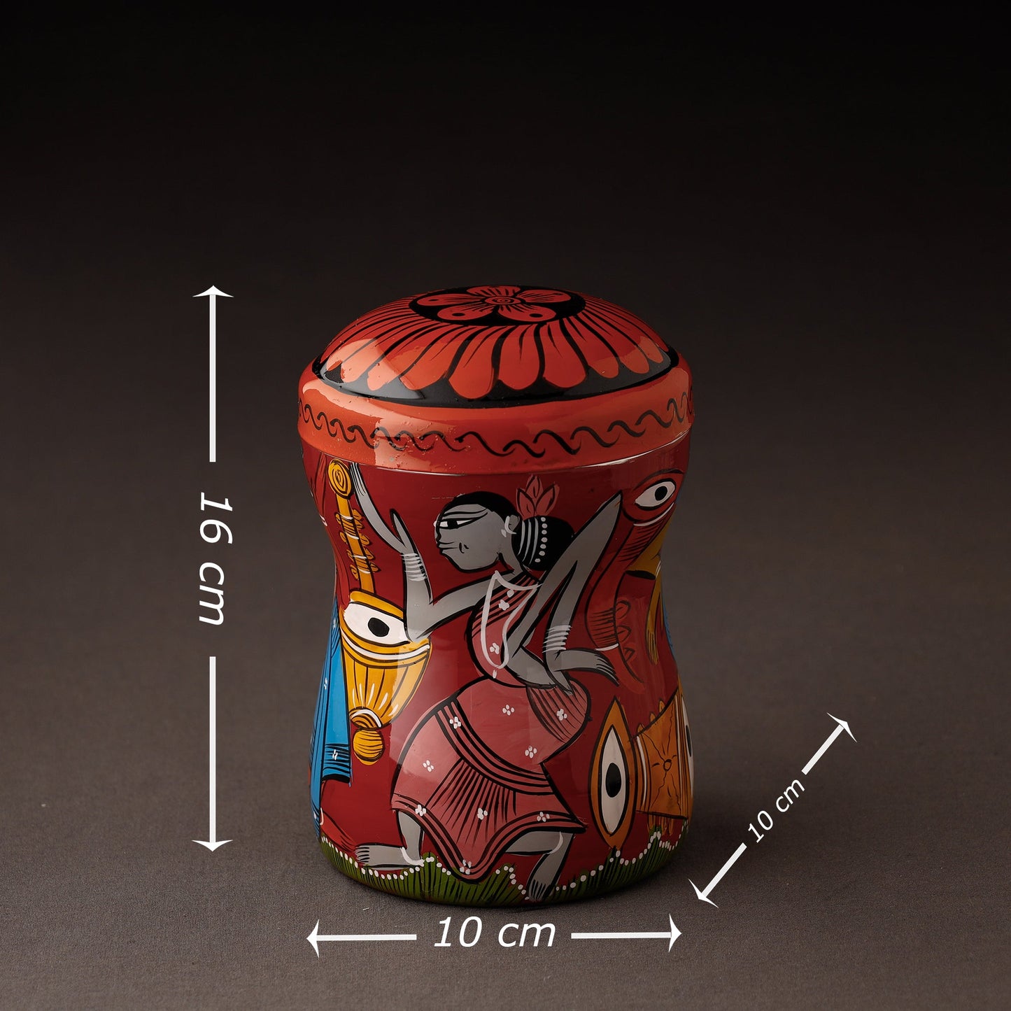  Bengal Patua Handpainted Stainless Steel Multi Utility Canister 