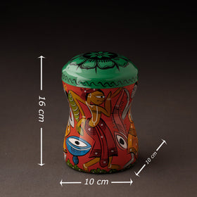 Red Bengal Patua Handpainted Stainless Steel Multi Utility Canister