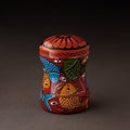 Red Bengal Patua Handpainted Stainless Steel Multi Utility Canister