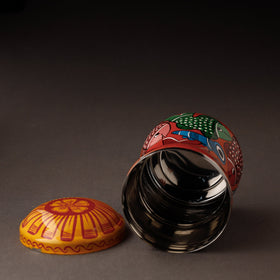 Red Bengal Patua Handpainted Stainless Steel Multi Utility Canister