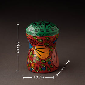 Red Bengal Patua Handpainted Stainless Steel Multi Utility Canister