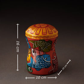 Red Bengal Patua Handpainted Stainless Steel Multi Utility Canister