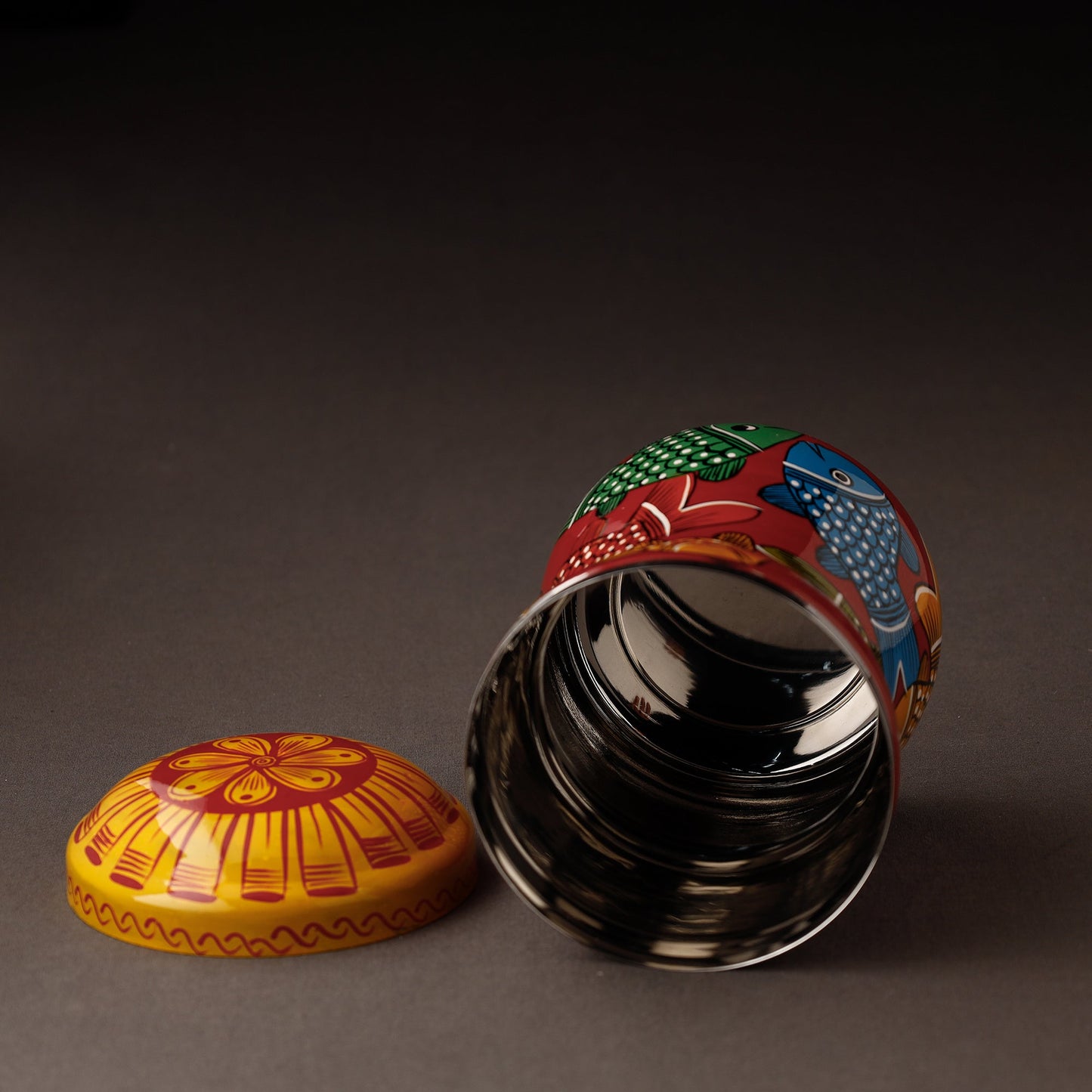  Bengal Patua Handpainted Stainless Steel Multi Utility Canister 