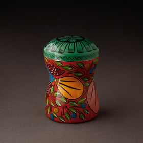 Red Bengal Patua Handpainted Stainless Steel Multi Utility Canister