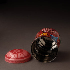 Red Bengal Patua Handpainted Stainless Steel Multi Utility Canister