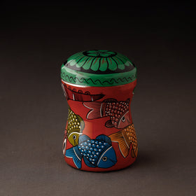 Multicolor Bengal Patua Handpainted Stainless Steel Multi Utility Canister