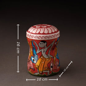 Red Bengal Patua Handpainted Stainless Steel Multi Utility Canister