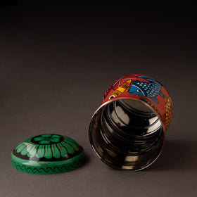 Multicolor Bengal Patua Handpainted Stainless Steel Multi Utility Canister