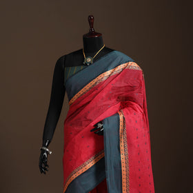 Red - bengali tant saree with matching jewellery & blouse