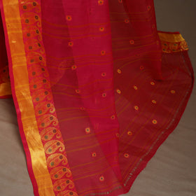 Red Bengali Tant Saree with Matching Jewellery & Blouse
