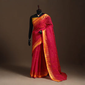 Red Bengali Tant Saree with Matching Jewellery & Blouse