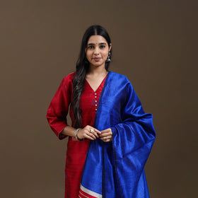Red Bhagalpuri Handloom Tussar Silk Suit Set