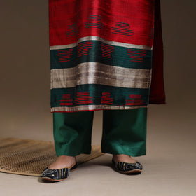 Red Bhagalpuri Handloom Tussar Silk Suit Set