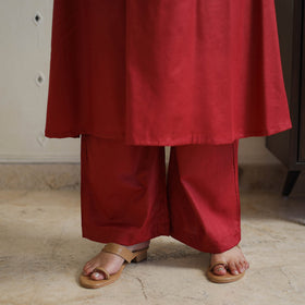 Red - bhagalpuri linen cotton plain kurta set 12