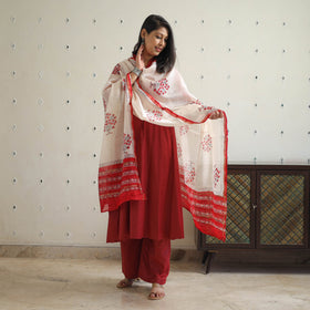 Red - bhagalpuri linen cotton plain kurta set 12