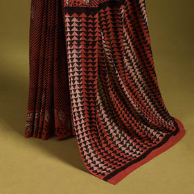 Red - bindaas art natural dyed cotton saree 01 - handcrafted
