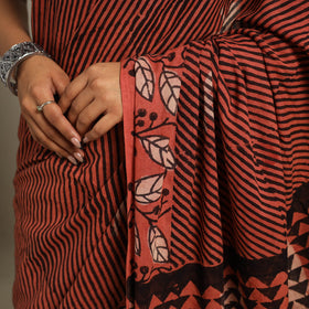  Red Bindaas Art Natural Dyed Cotton Block Print Saree