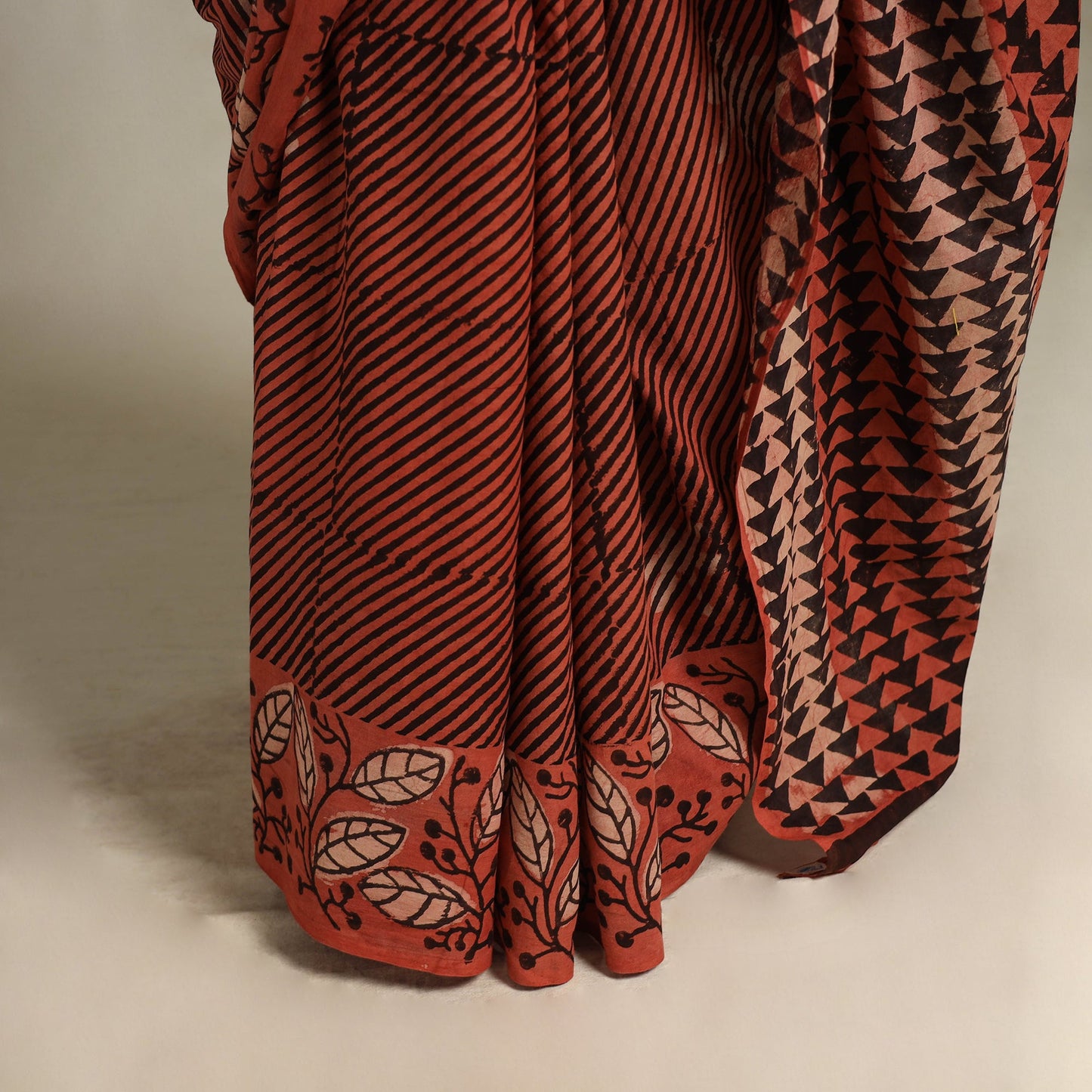  Red Bindaas Art Natural Dyed Cotton Block Print Saree