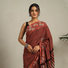  Red Bindaas Art Natural Dyed Cotton Block Print Saree