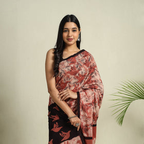 Buy Red Bindaas Art Natural Dyed Cotton Block Print Saree