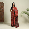  Red Bindaas Art Natural Dyed Cotton Block Print Saree