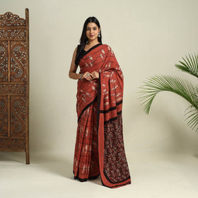  Red Bindaas Art Natural Dyed Cotton Block Print Saree