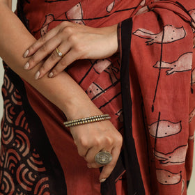  Red Bindaas Art Natural Dyed Cotton Block Print Saree