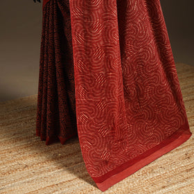 Red - bindaas art natural dyed cotton saree 13 - handcrafted