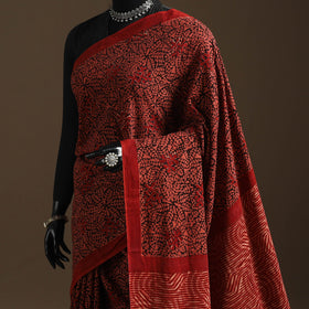 Red - bindaas art natural dyed cotton saree 13 - handcrafted