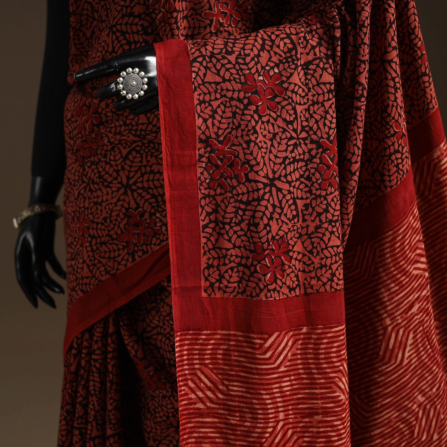 Red - bindaas art natural dyed cotton saree 13 - handcrafted