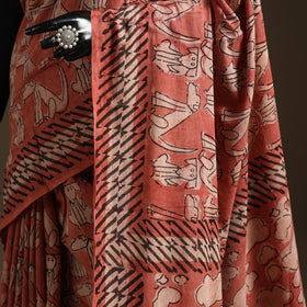 Red - bindaas art natural dyed cotton saree 16 - handcrafted