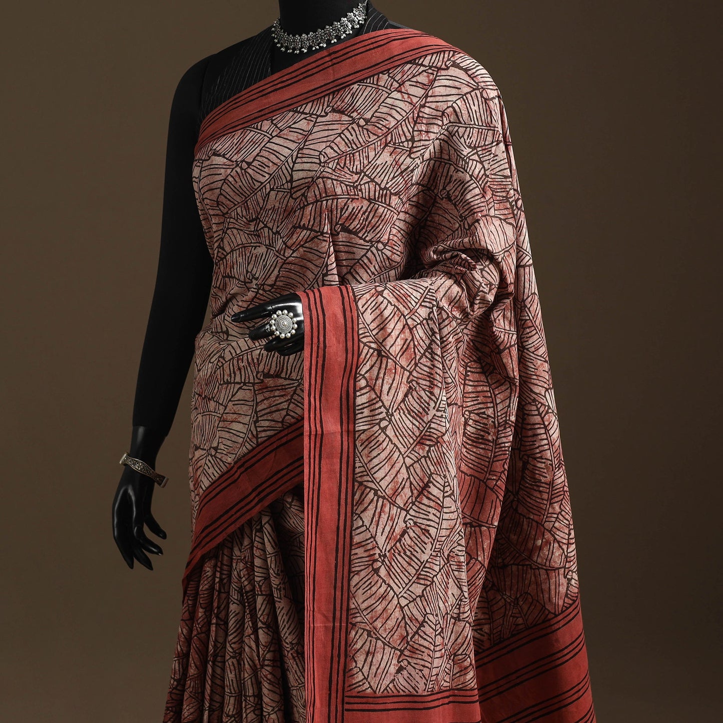 Red - bindaas art natural dyed cotton saree 19 - handcrafted