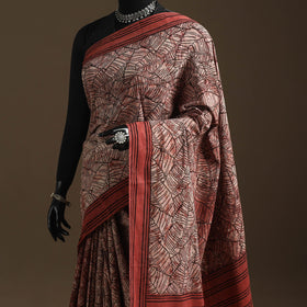 Red - bindaas art natural dyed cotton saree 19 - handcrafted