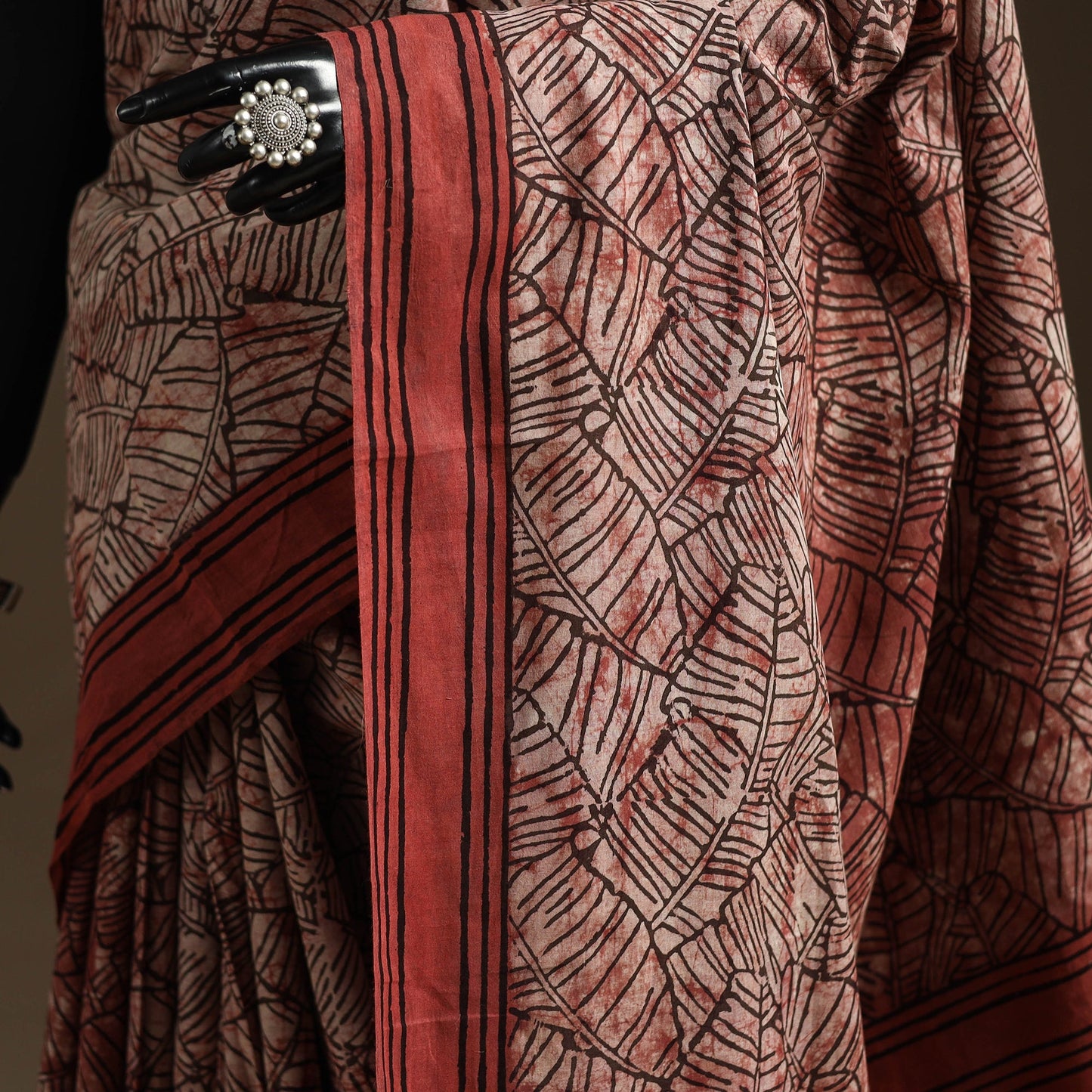 Red - bindaas art natural dyed cotton saree 19 - handcrafted