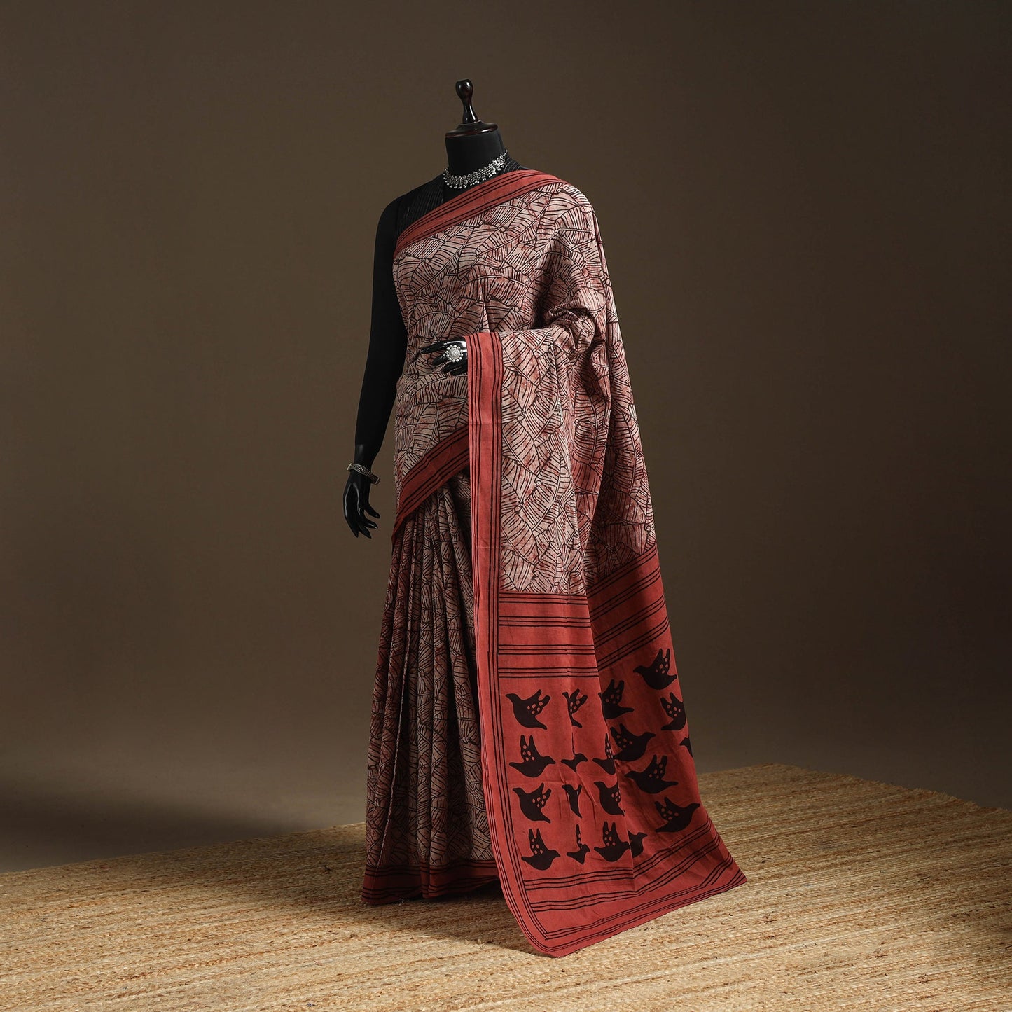 Red - bindaas art natural dyed cotton saree 19 - handcrafted