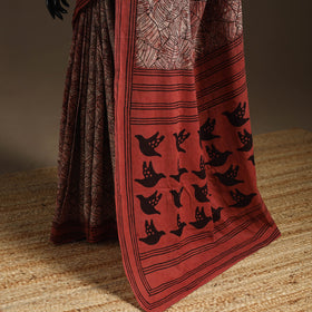 Red - bindaas art natural dyed cotton saree 19 - handcrafted