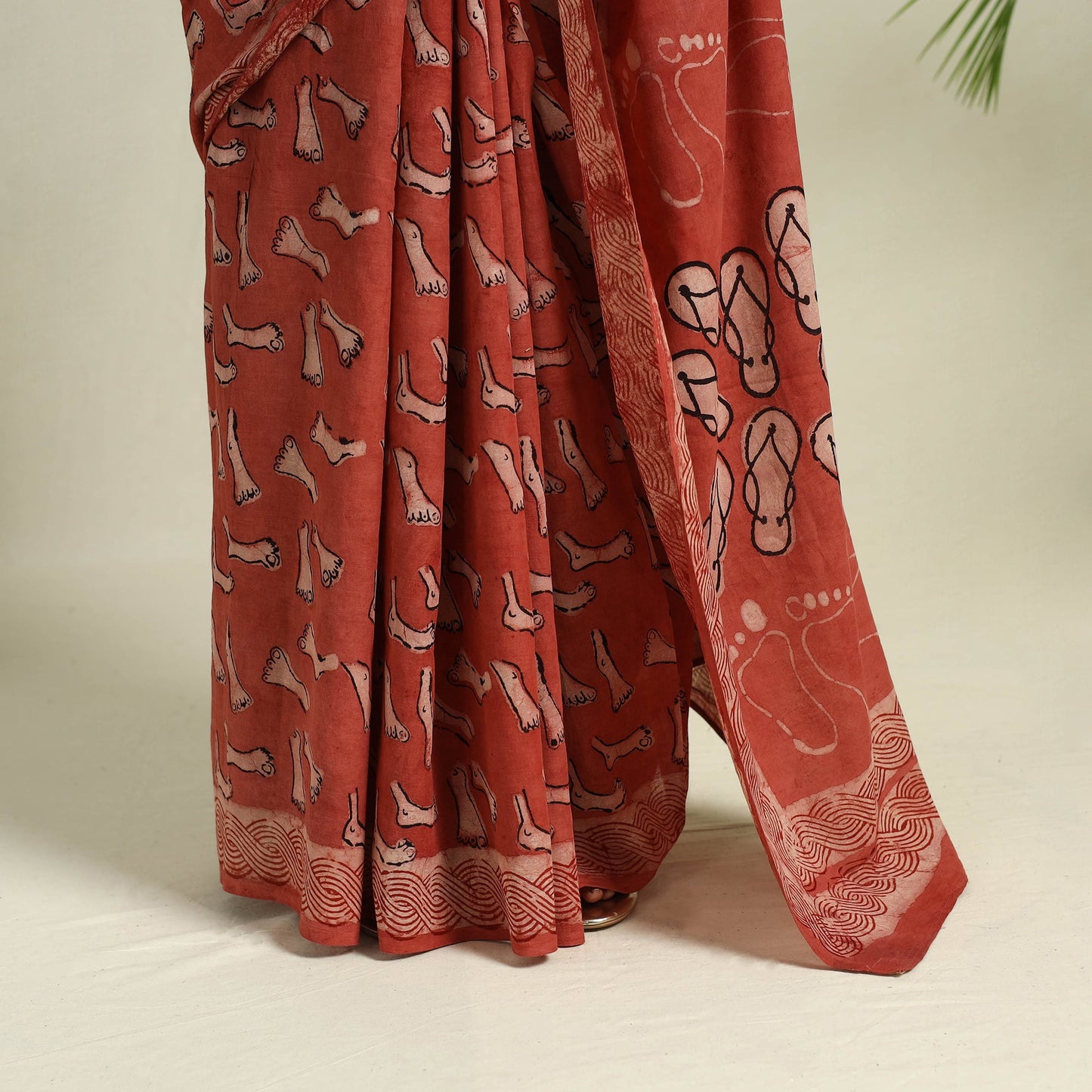 Buy Red Bindaas Art Natural Dyed Cotton Block Print Saree