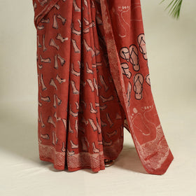 Buy Red Bindaas Art Natural Dyed Cotton Block Print Saree