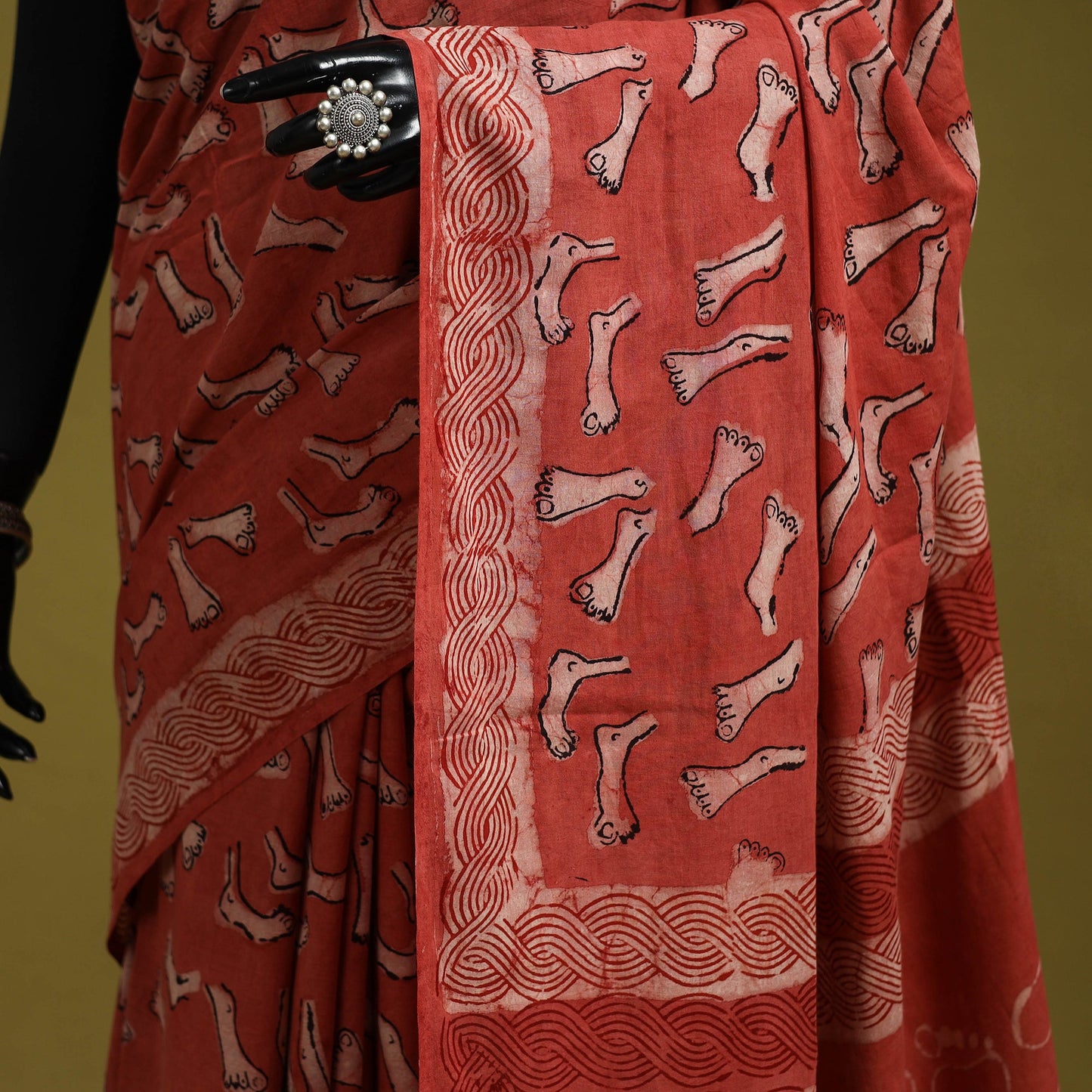 Red - bindaas art natural dyed cotton saree 20 - handcrafted
