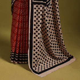 Red - bindaas art natural dyed cotton saree 21 - handcrafted