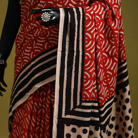 Red - bindaas art natural dyed cotton saree 21 - handcrafted