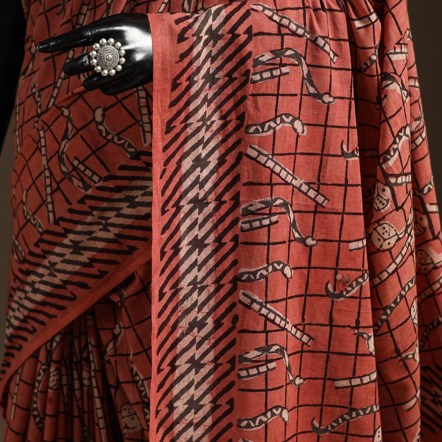 Red - bindaas art natural dyed cotton saree 22 - handcrafted