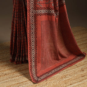 Red - bindaas art natural dyed cotton saree 22 - handcrafted