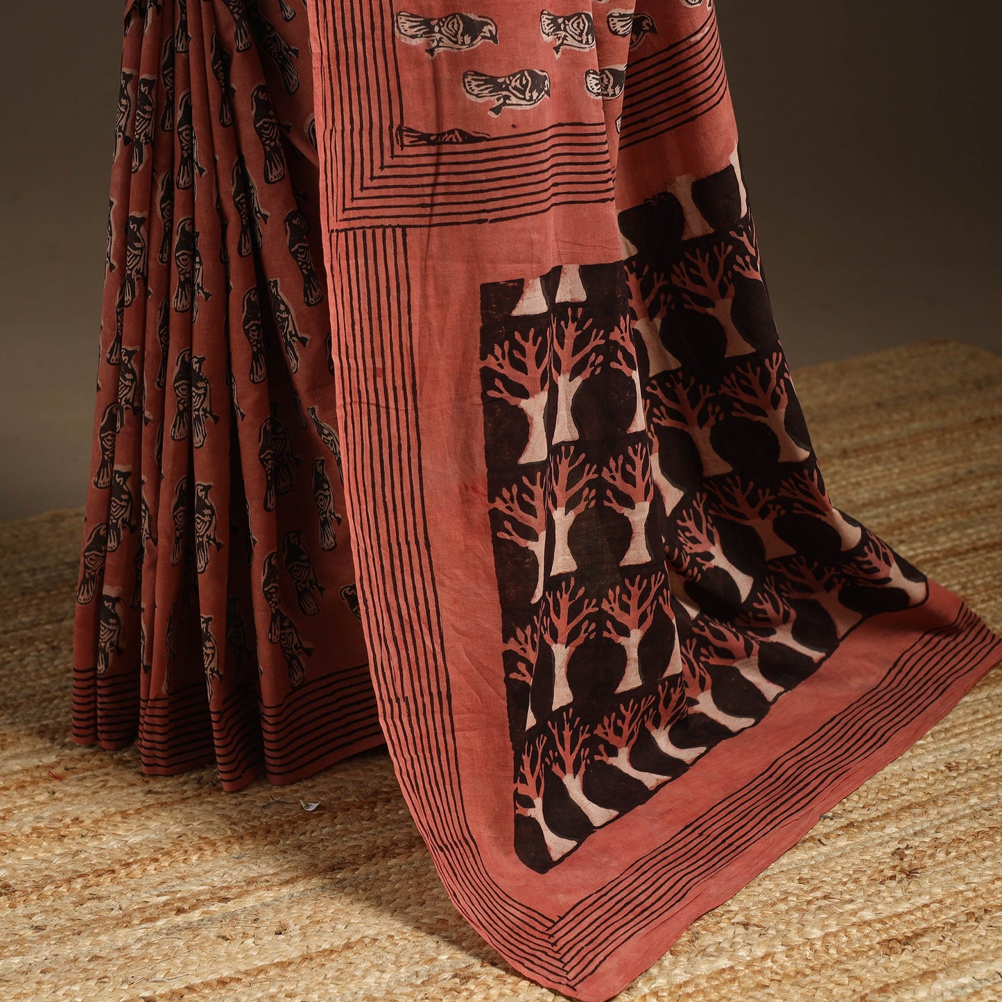 Red - bindaas art natural dyed cotton saree 26 - handcrafted