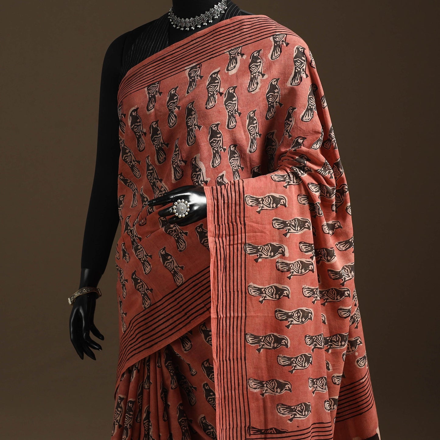 Red - bindaas art natural dyed cotton saree 26 - handcrafted